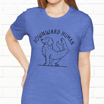 Funny Dog Yoga 'Downward Human' Unisex T-Shirt