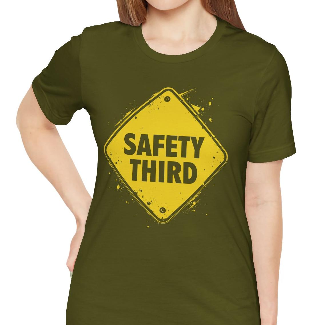 Safety Third Yellow Caution Sign Funny Sarcastic Unisex T-shirt