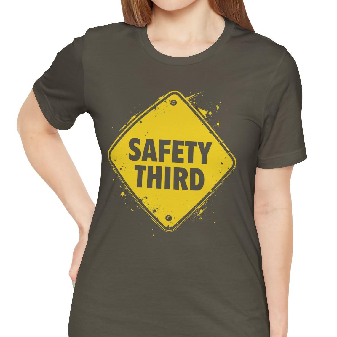 Safety Third Yellow Caution Sign Funny Sarcastic Unisex T-shirt
