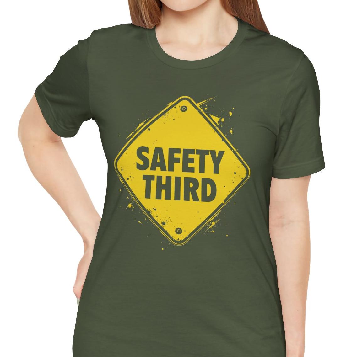 Safety Third Yellow Caution Sign Funny Sarcastic Unisex T-shirt
