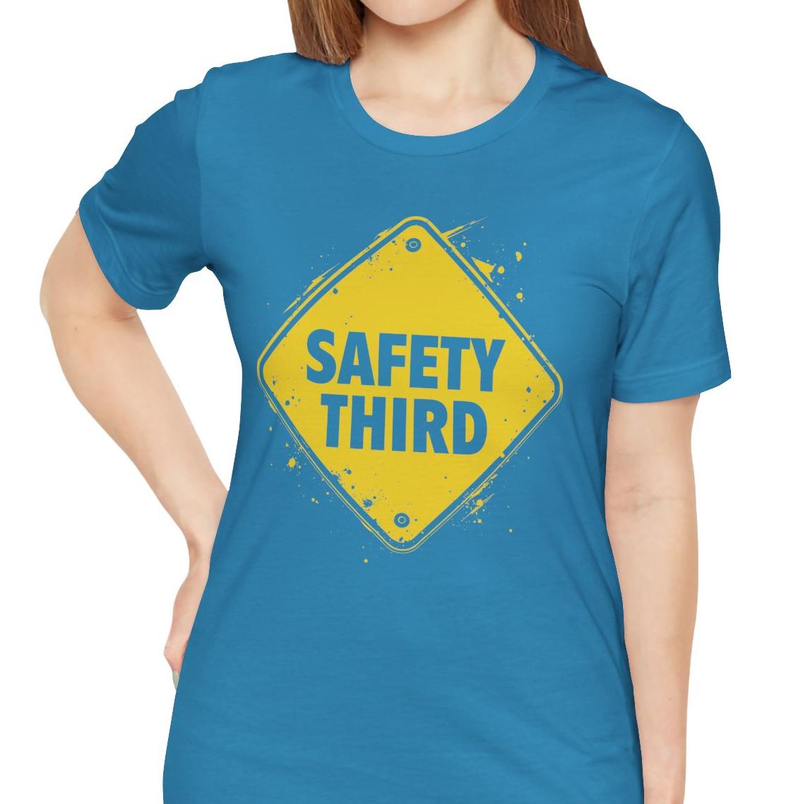 Safety Third Yellow Caution Sign Funny Sarcastic Unisex T-shirt