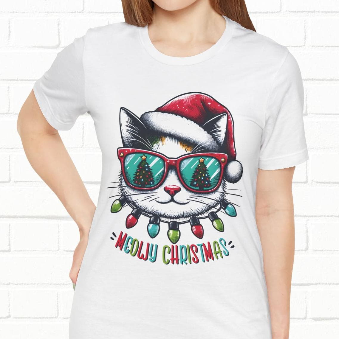 Meowy Christmas Funny Cool Cat Unisex T-Shirt