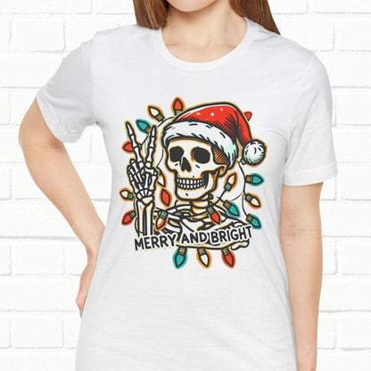 Merry And Bright Funny Skeleton Lights Christmas Unisex T-Shirt