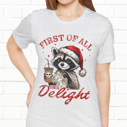 Raccoon I'm A Delight Funny Unisex Christmas T-Shirt