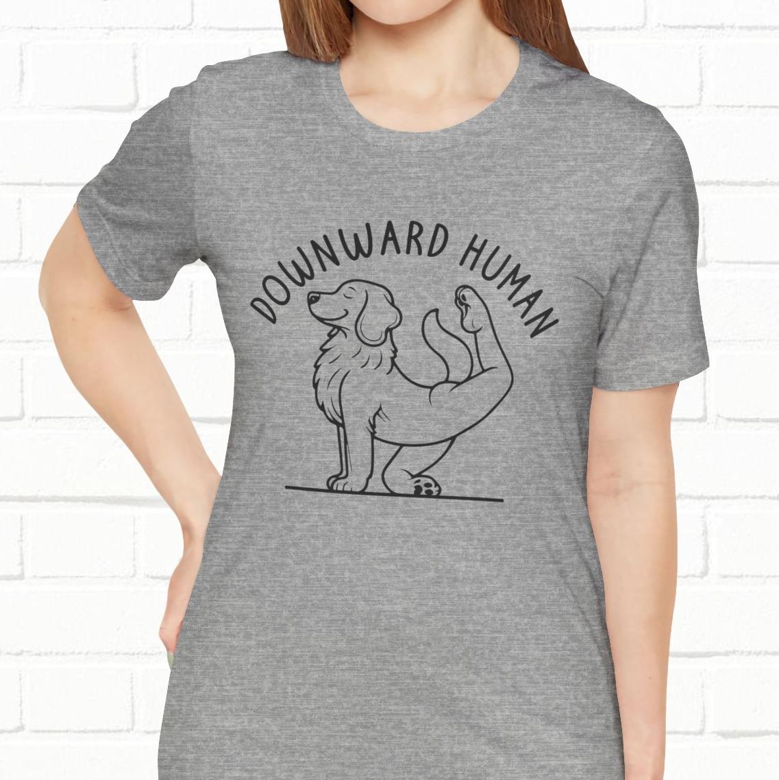 Funny Dog Yoga 'Downward Human' Unisex T-Shirt