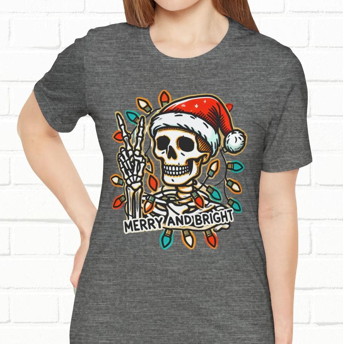 Merry And Bright Funny Skeleton Lights Christmas Unisex T-Shirt