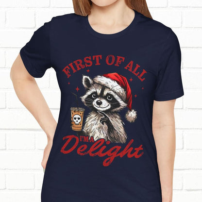 Raccoon I'm A Delight Funny Unisex Christmas T-Shirt