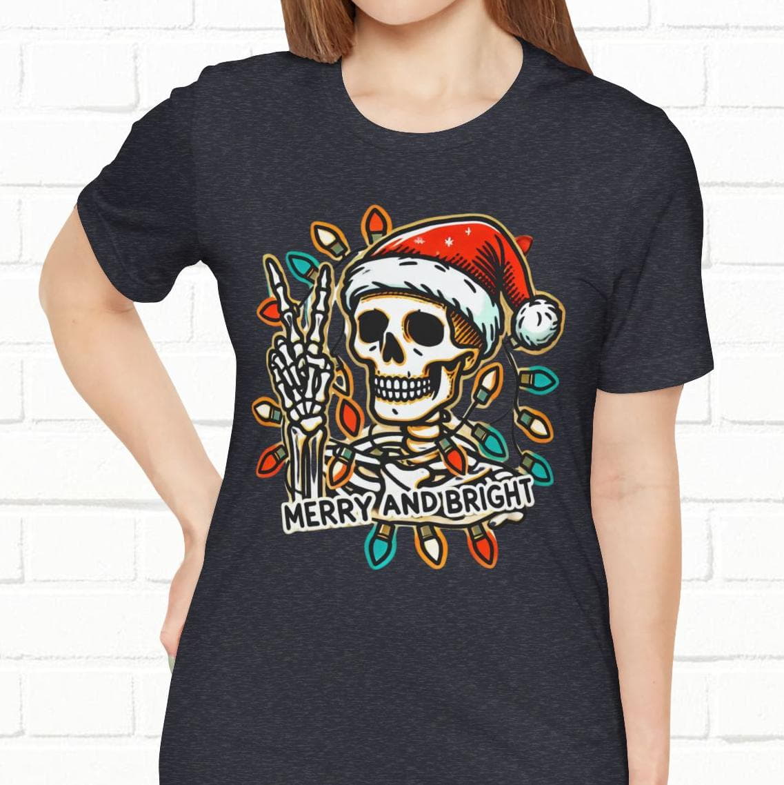 Merry And Bright Funny Skeleton Lights Christmas Unisex T-Shirt