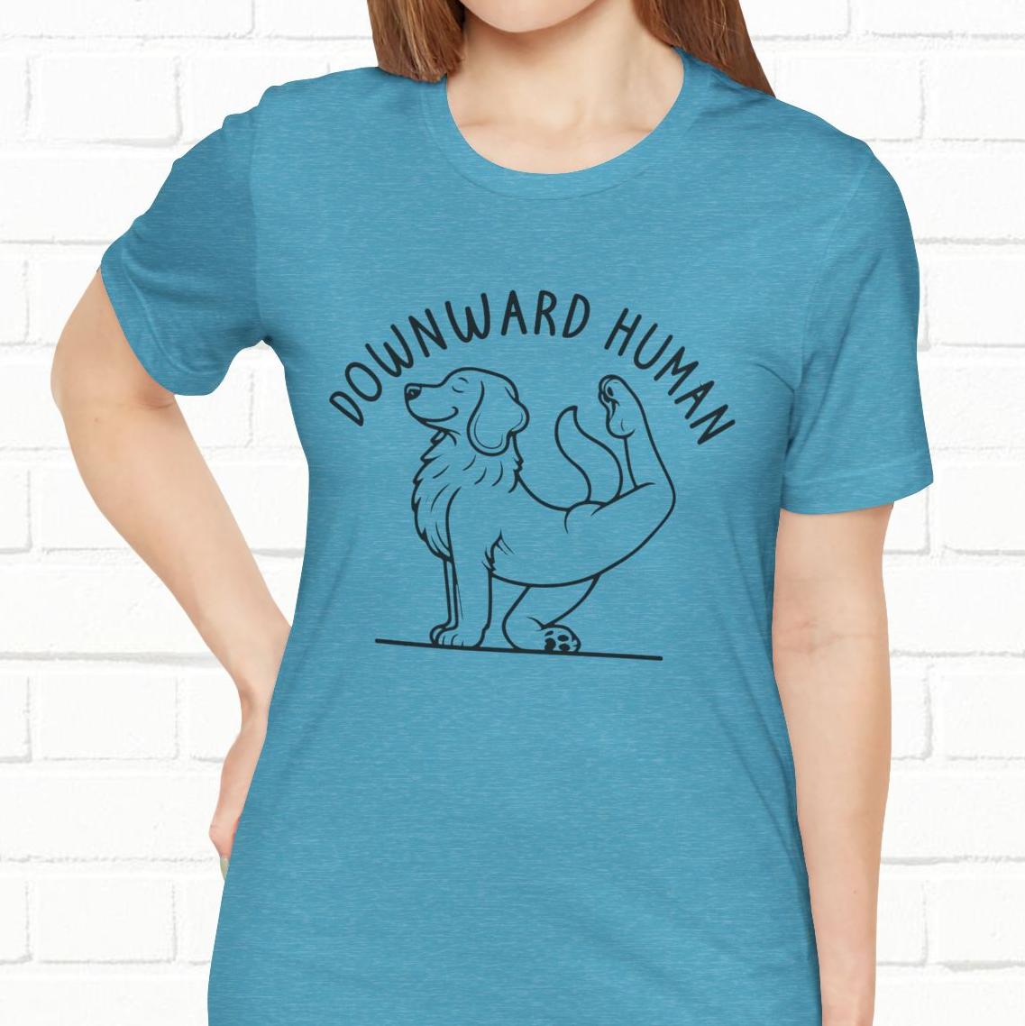 Funny Dog Yoga 'Downward Human' Unisex T-Shirt