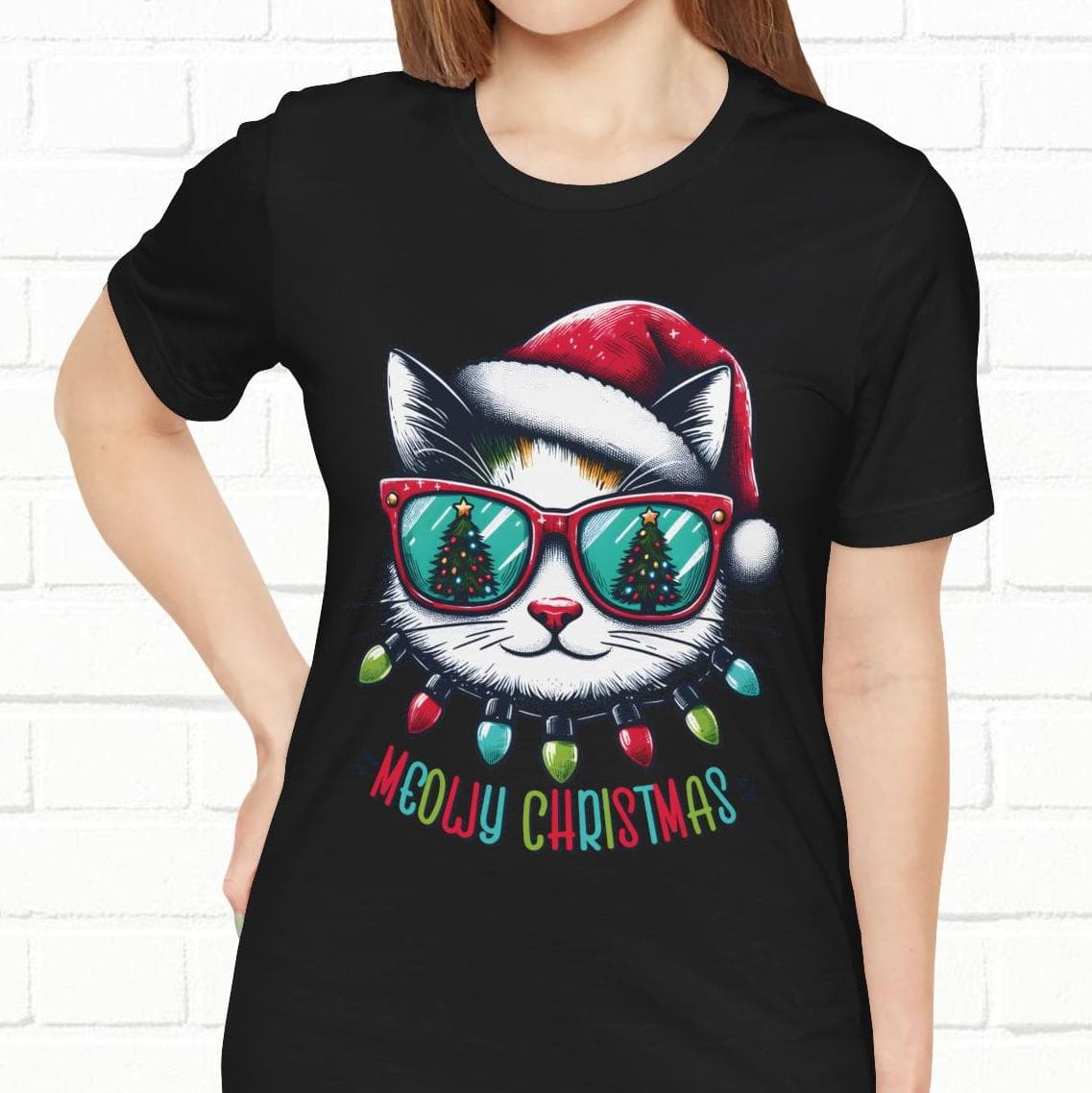 Meowy Christmas Funny Cool Cat Unisex T-Shirt