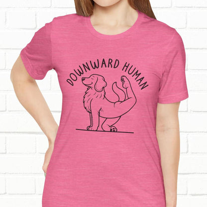 Funny Dog Yoga 'Downward Human' Unisex T-Shirt