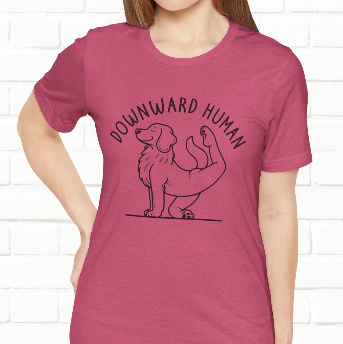 Funny Dog Yoga 'Downward Human' Unisex T-Shirt