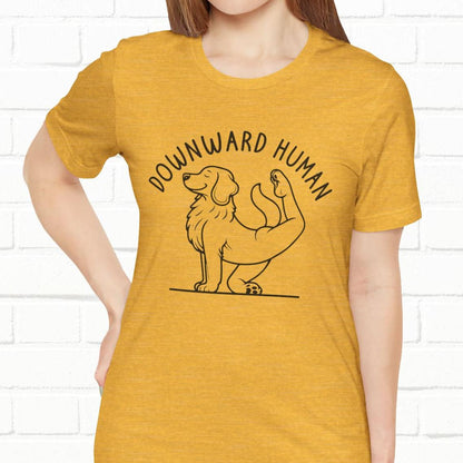 Funny Dog Yoga 'Downward Human' Unisex T-Shirt