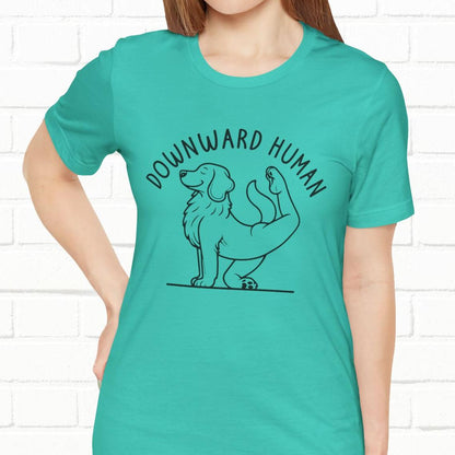 Funny Dog Yoga 'Downward Human' Unisex T-Shirt