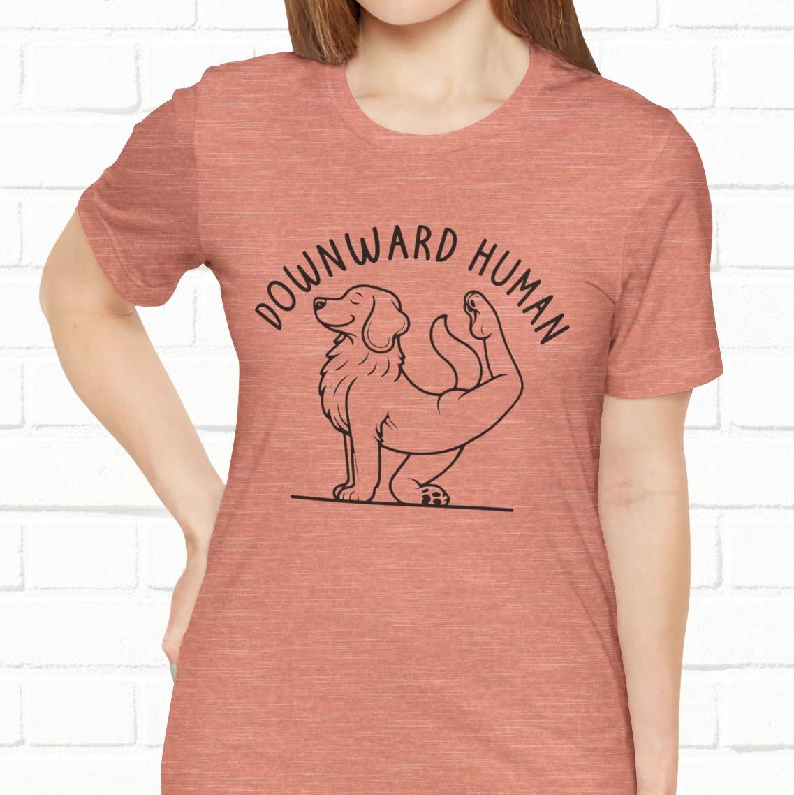 Funny Dog Yoga 'Downward Human' Unisex T-Shirt