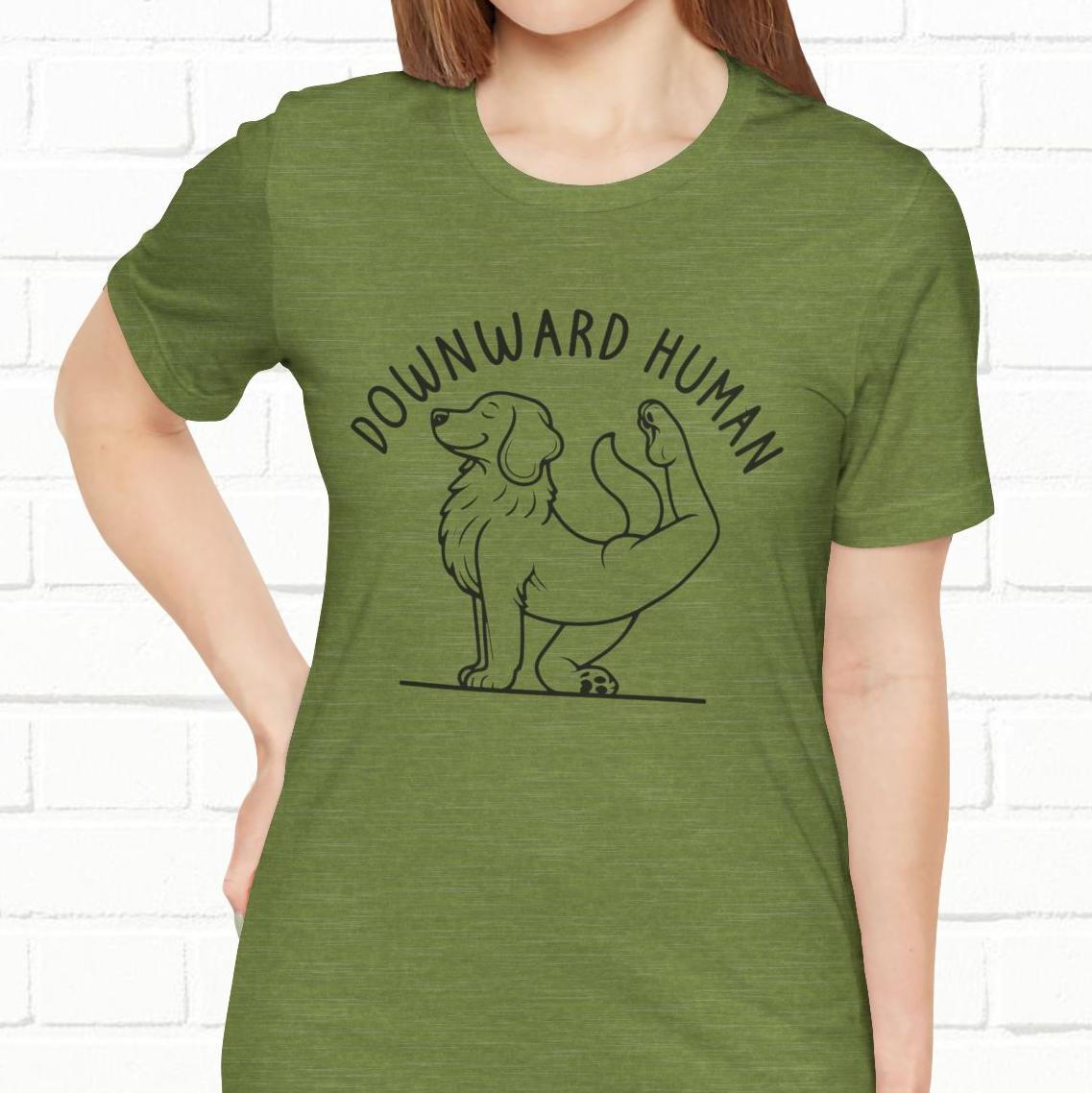 Funny Dog Yoga 'Downward Human' Unisex T-Shirt