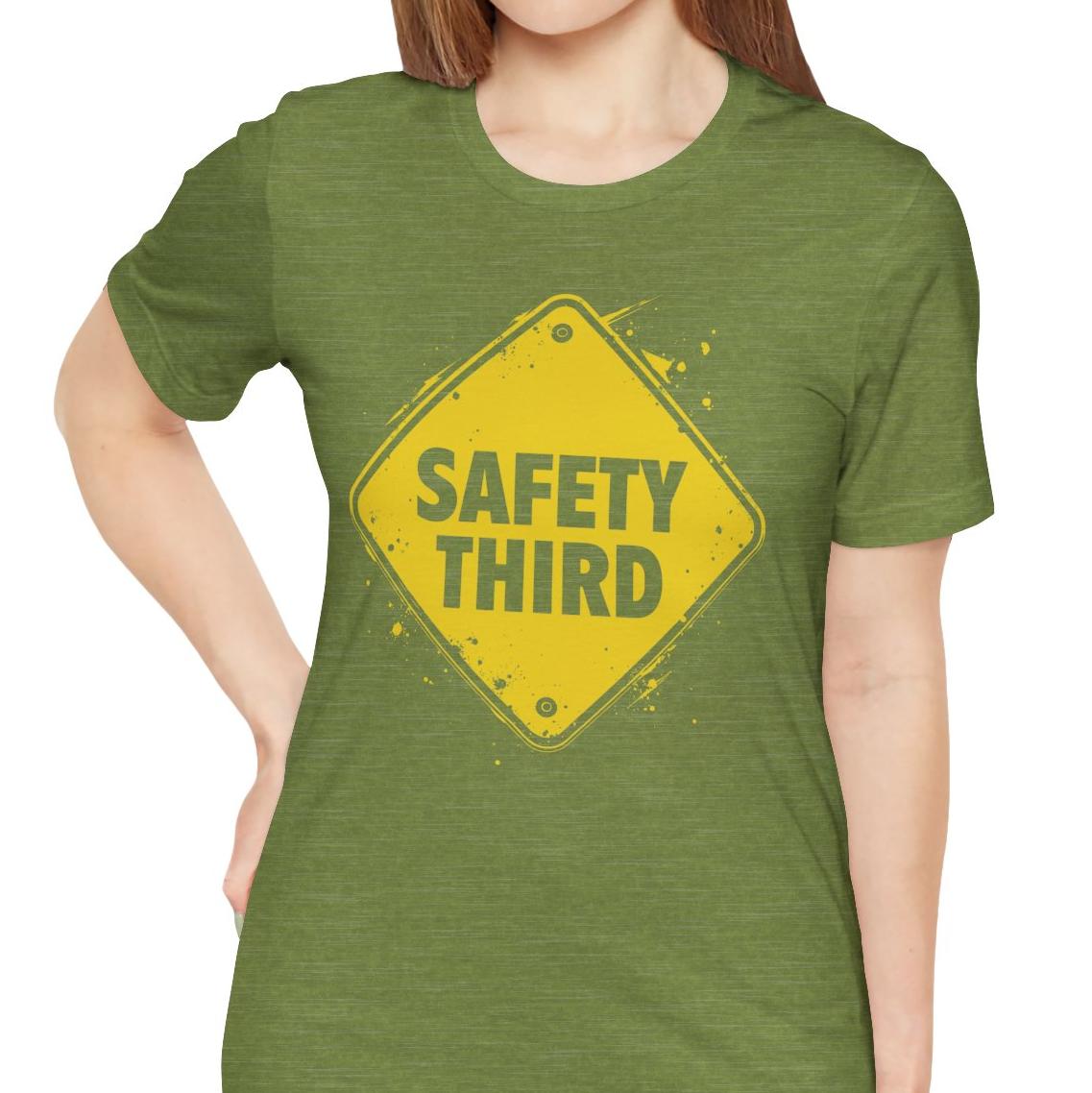 Safety Third Yellow Caution Sign Funny Sarcastic Unisex T-shirt