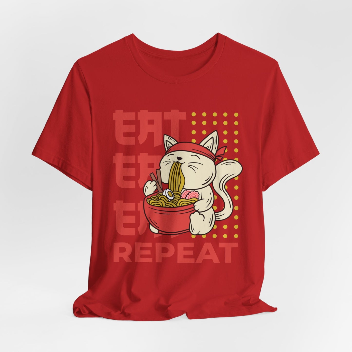 Eat Eat Repeat Cat Eating Ramen T-shirt