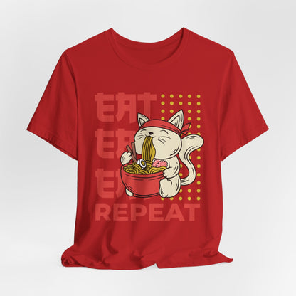Eat Eat Repeat Cat Eating Ramen T-shirt