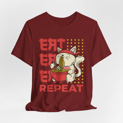 Eat Eat Repeat Cat Eating Ramen T-shirt