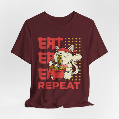 Eat Eat Repeat Cat Eating Ramen T-shirt