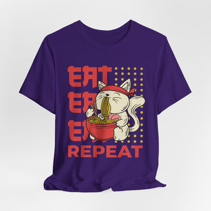 Eat Eat Repeat Cat Eating Ramen T-shirt