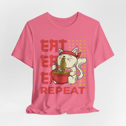 Eat Eat Repeat Cat Eating Ramen T-shirt