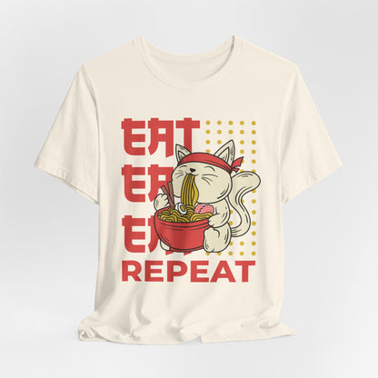 Eat Eat Repeat Cat Eating Ramen T-shirt