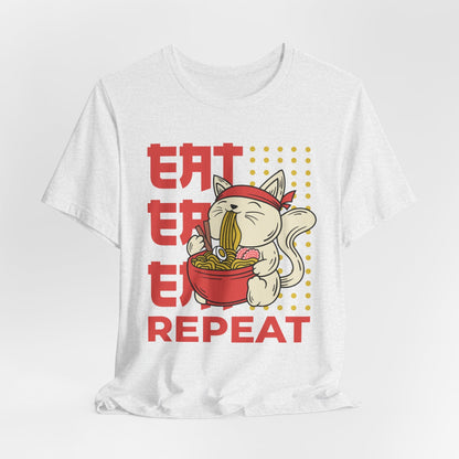 Eat Eat Repeat Cat Eating Ramen T-shirt