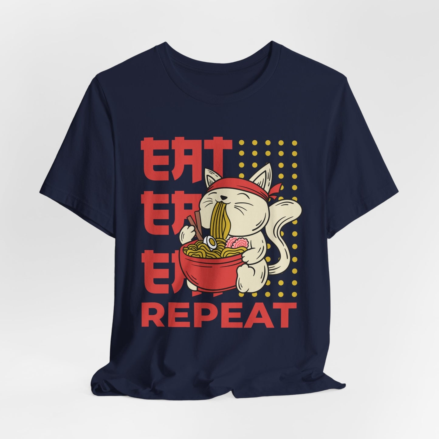 Eat Eat Repeat Cat Eating Ramen T-shirt