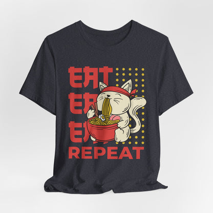 Eat Eat Repeat Cat Eating Ramen T-shirt