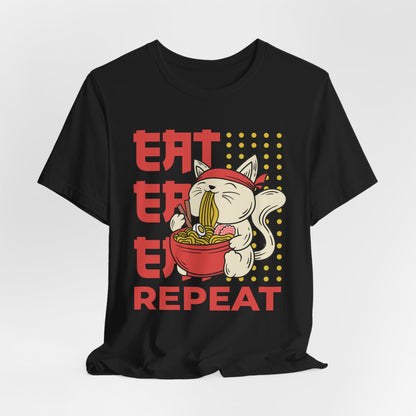 Eat Eat Repeat Cat Eating Ramen T-shirt