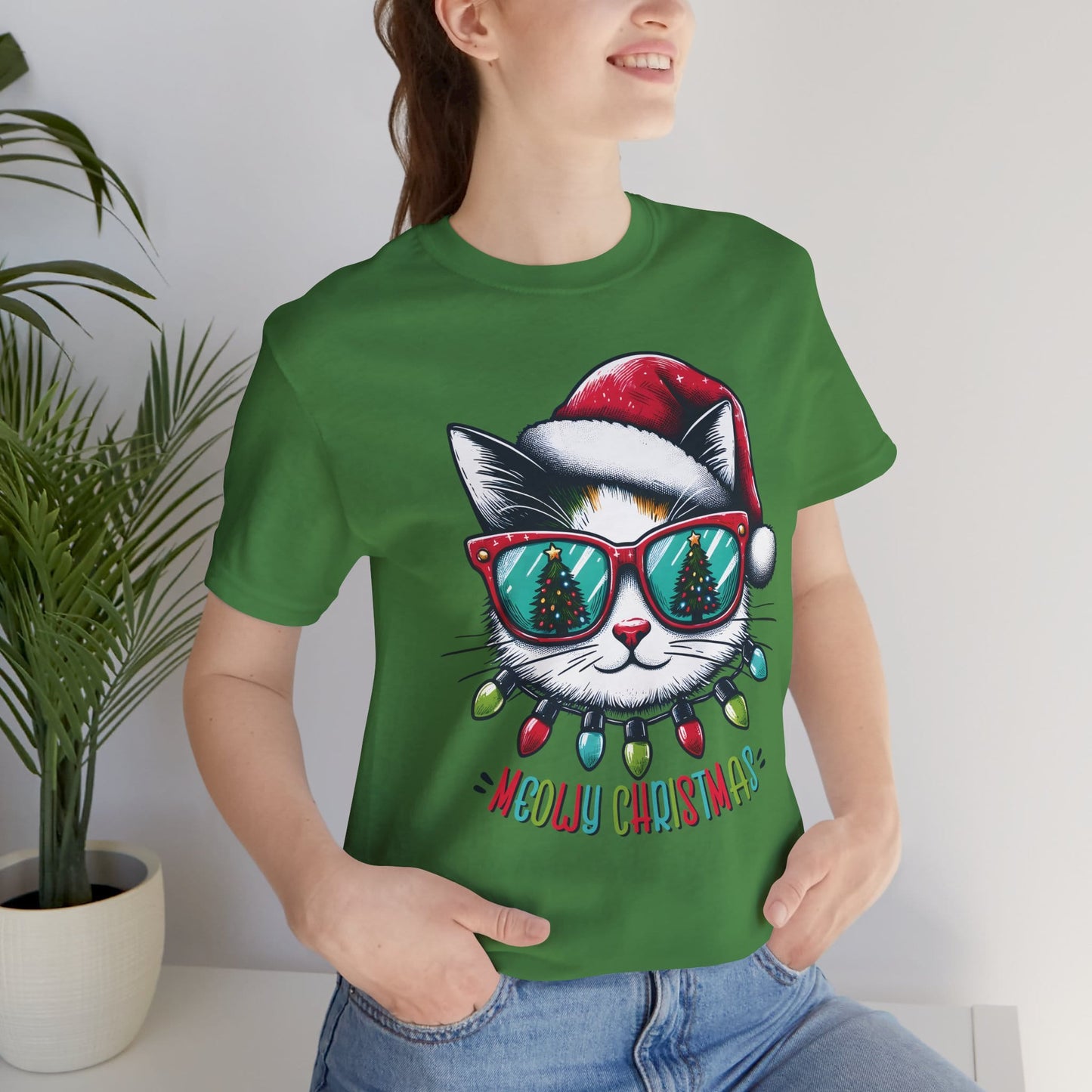 Meowy Christmas Funny Cool Cat Unisex T-Shirt