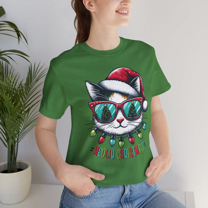 Meowy Christmas Funny Cool Cat Unisex T-Shirt