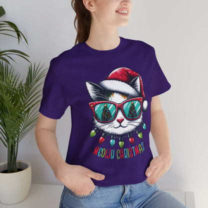 Meowy Christmas Funny Cool Cat Unisex T-Shirt