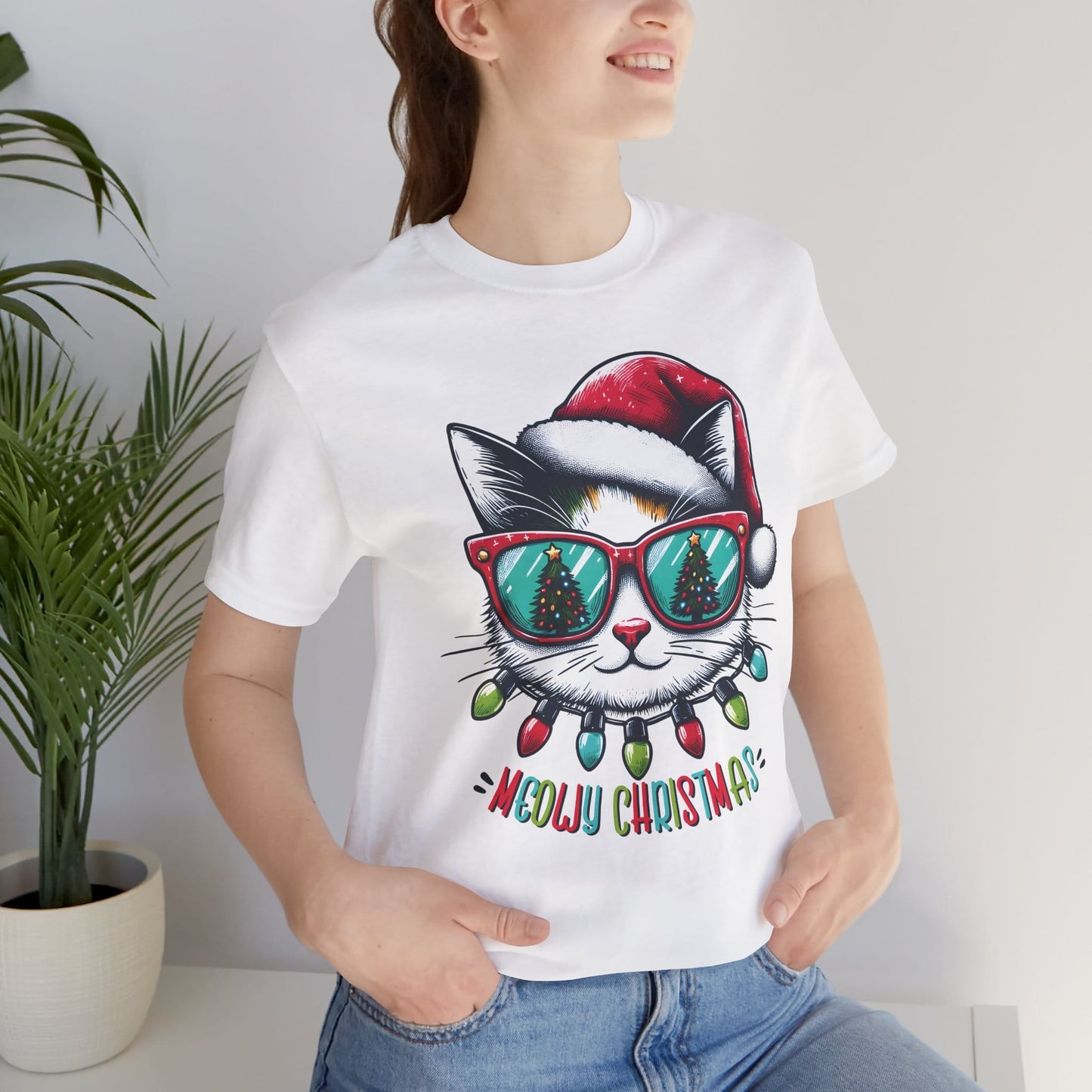 Meowy Christmas Funny Cool Cat Unisex T-Shirt