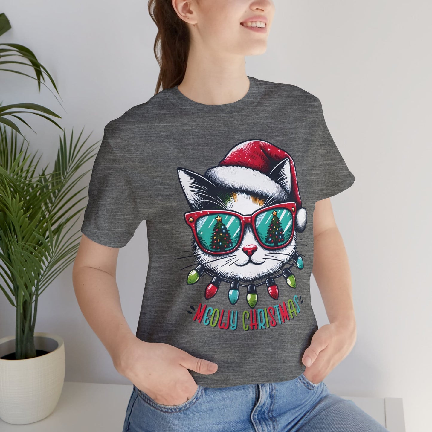 Meowy Christmas Funny Cool Cat Unisex T-Shirt