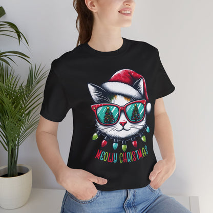Meowy Christmas Funny Cool Cat Unisex T-Shirt