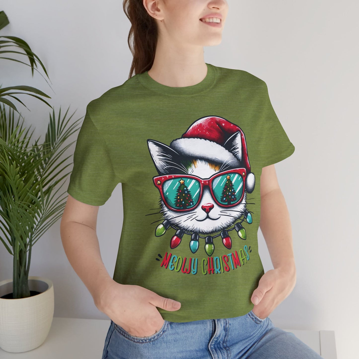 Meowy Christmas Funny Cool Cat Unisex T-Shirt