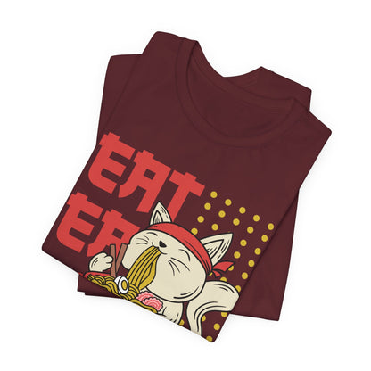 Eat Eat Repeat Cat Eating Ramen T-shirt