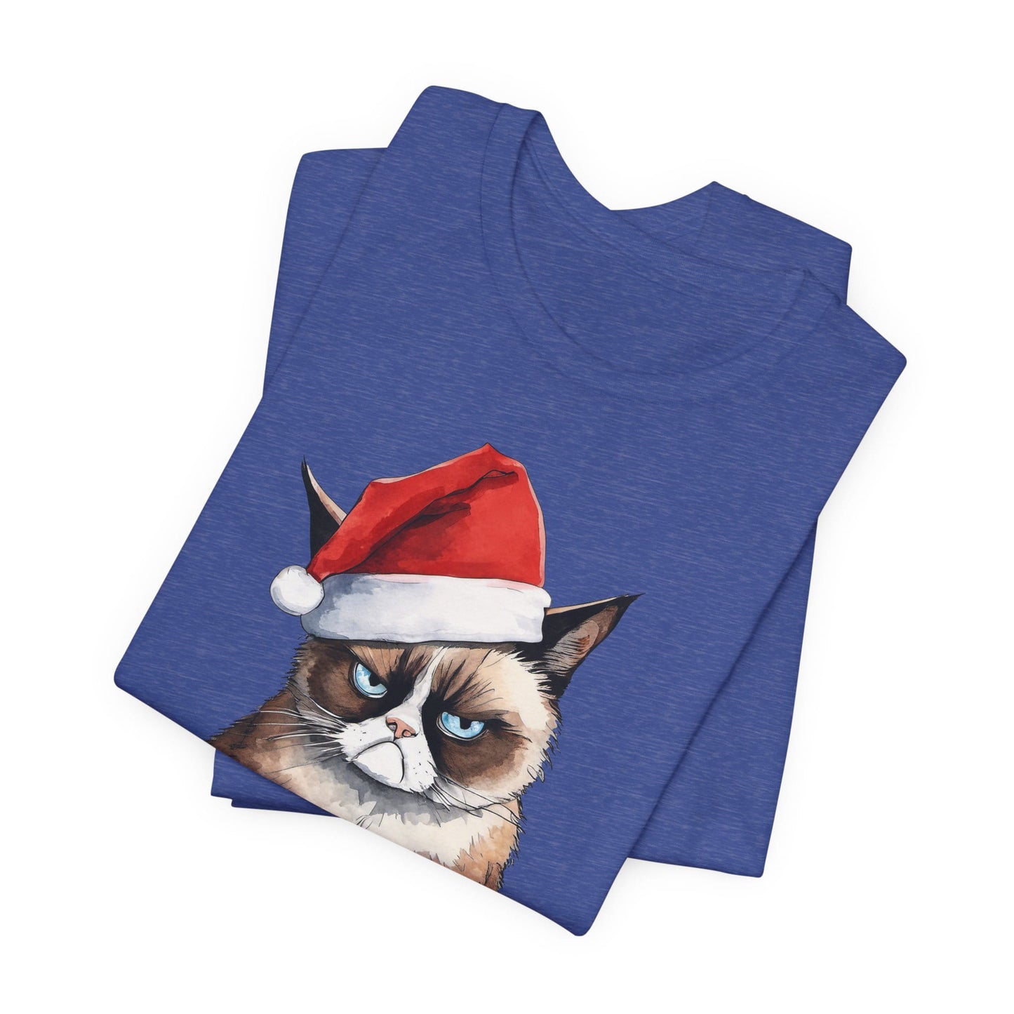Grumpy Cat Wearing Santa Hat Funny Christmas Unisex T-Shirt