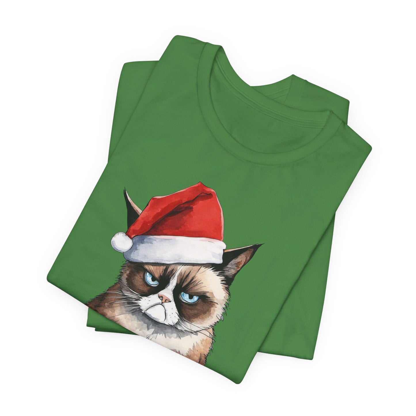 Grumpy Cat Wearing Santa Hat Funny Christmas Unisex T-Shirt