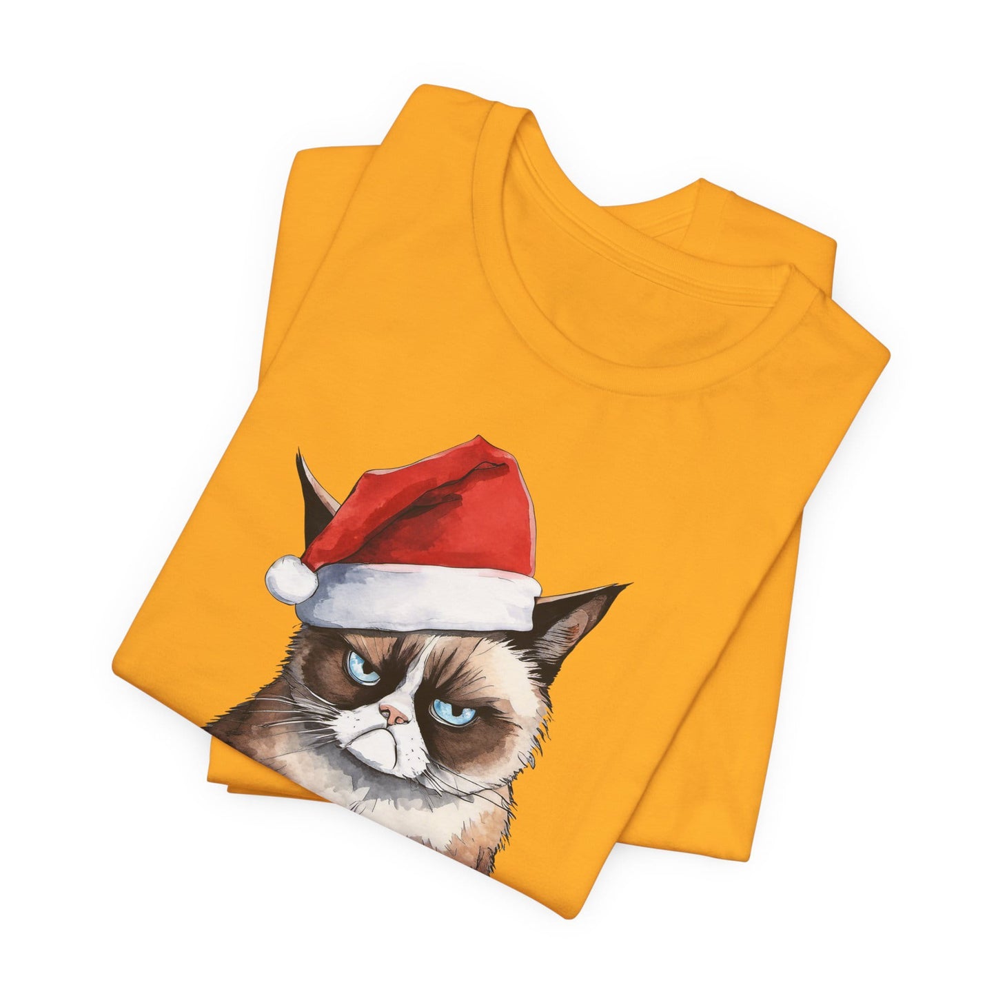 Grumpy Cat Wearing Santa Hat Funny Christmas Unisex T-Shirt