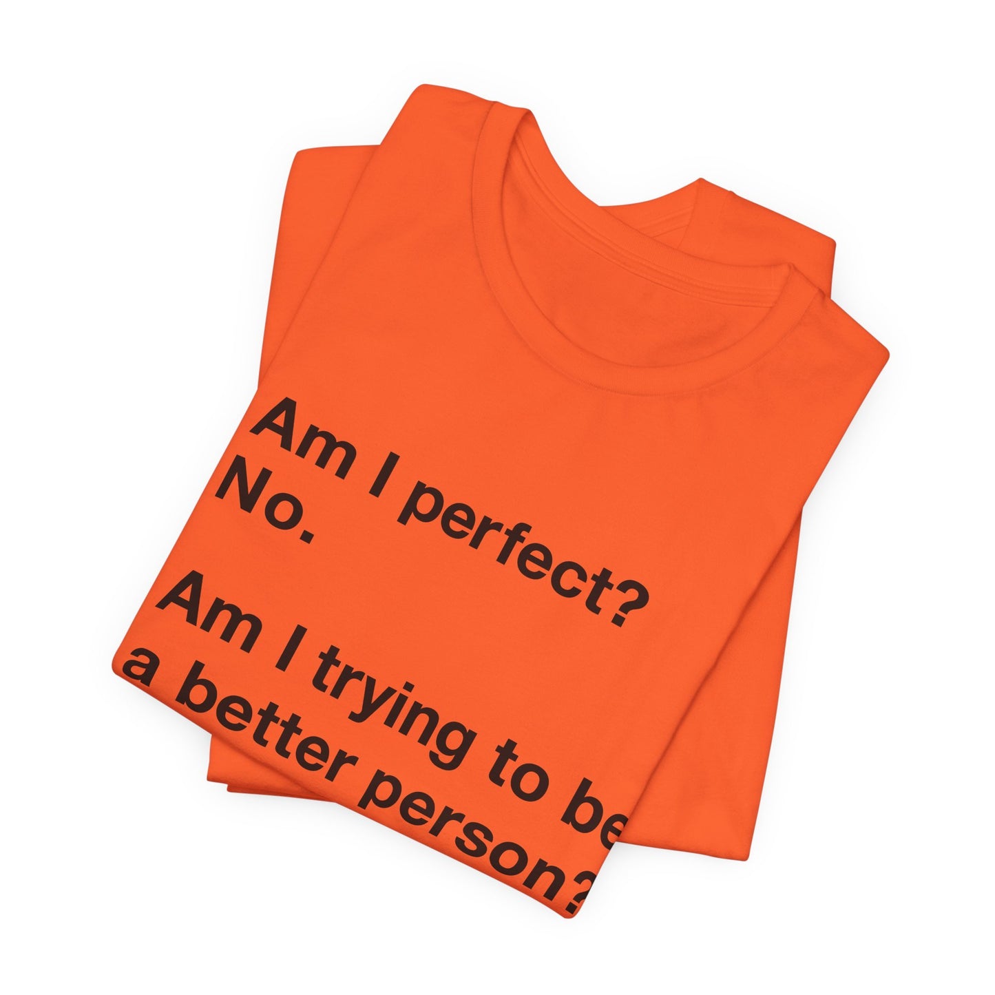 Am I Perfect No, Am I Trying To Be A Better Person? Also No. Funny Quote Unisex T-Shirt