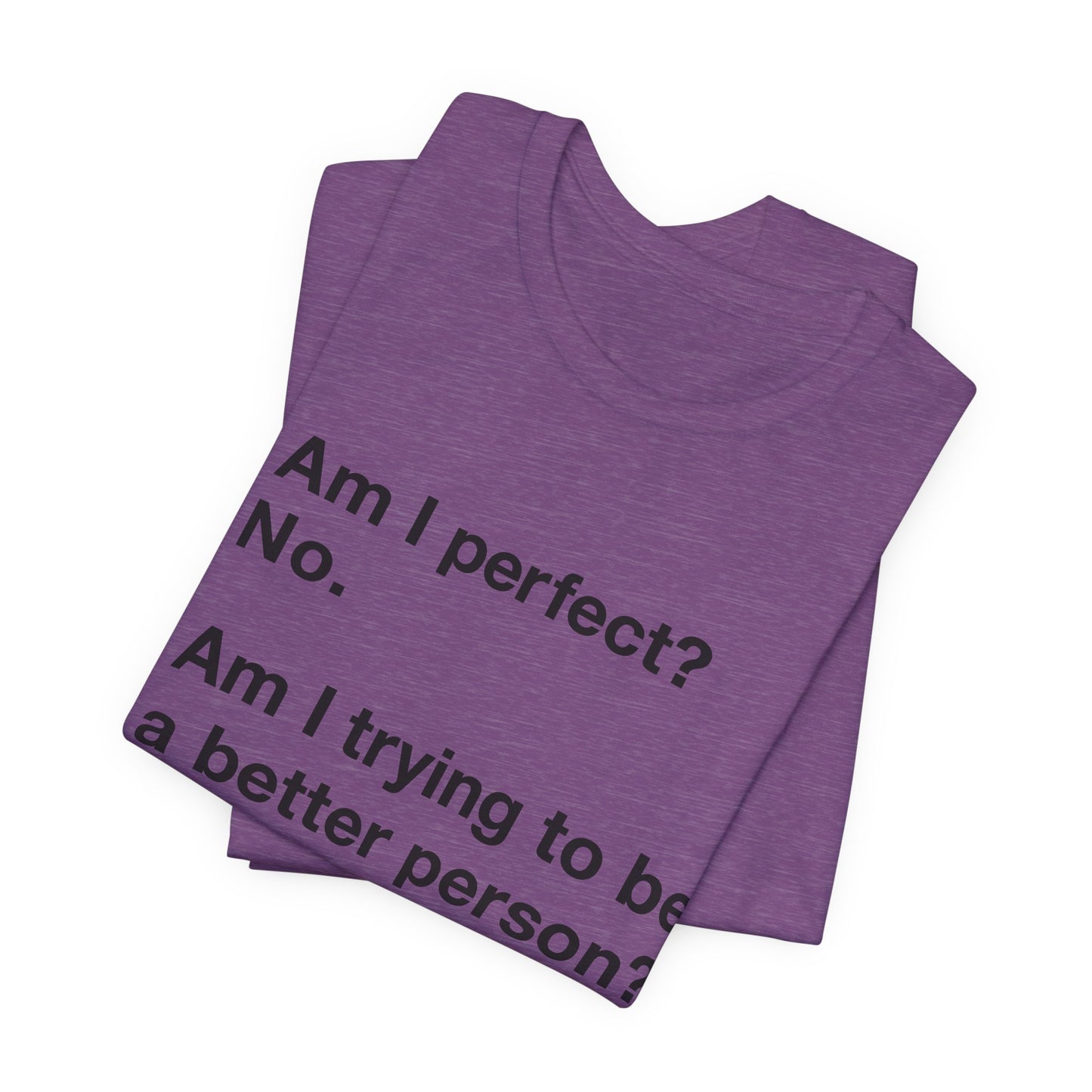 Am I Perfect No, Am I Trying To Be A Better Person? Also No. Funny Quote Unisex T-Shirt