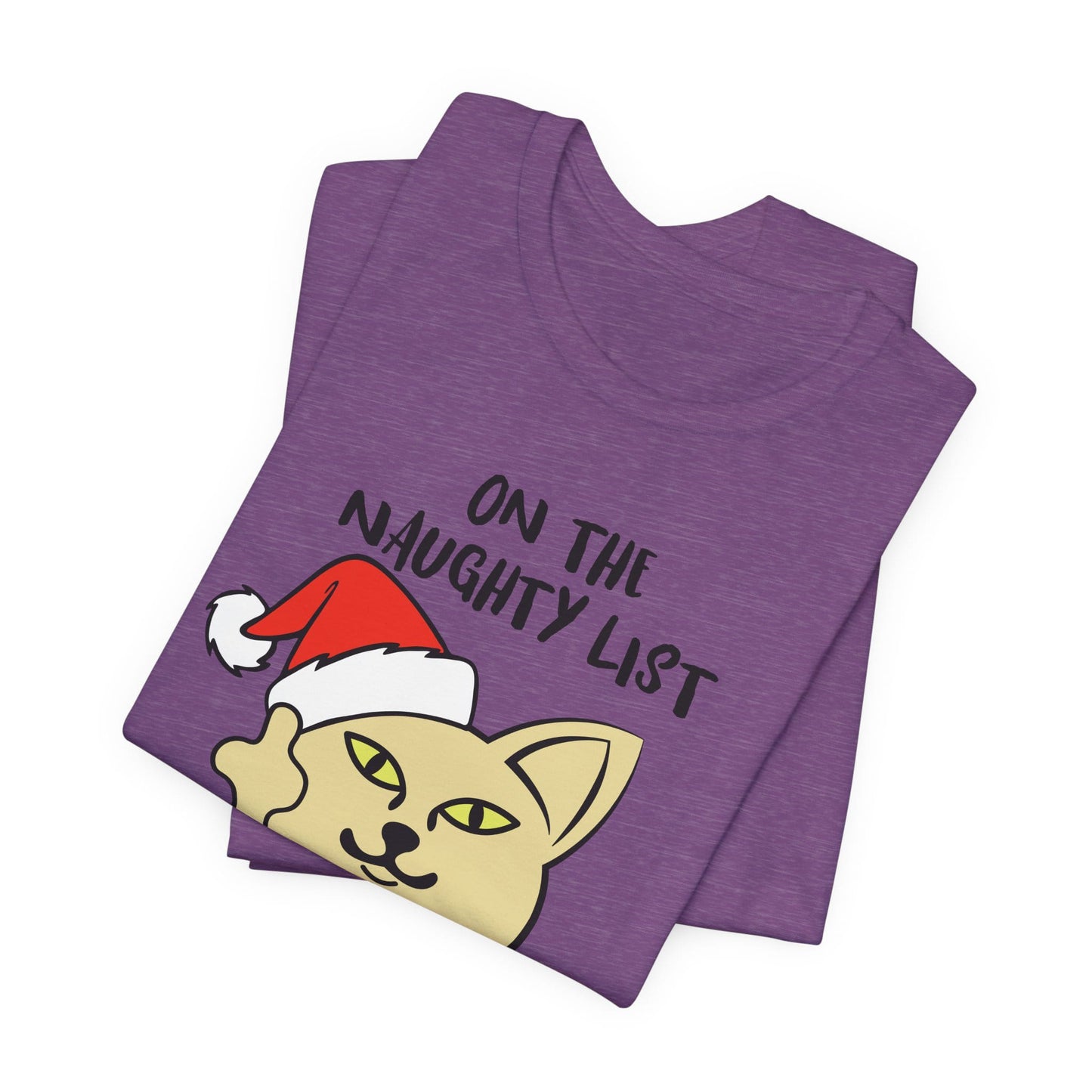 On The Naughty List And I Regret Nothing Funny Cat Christmas Unisex T-Shirt