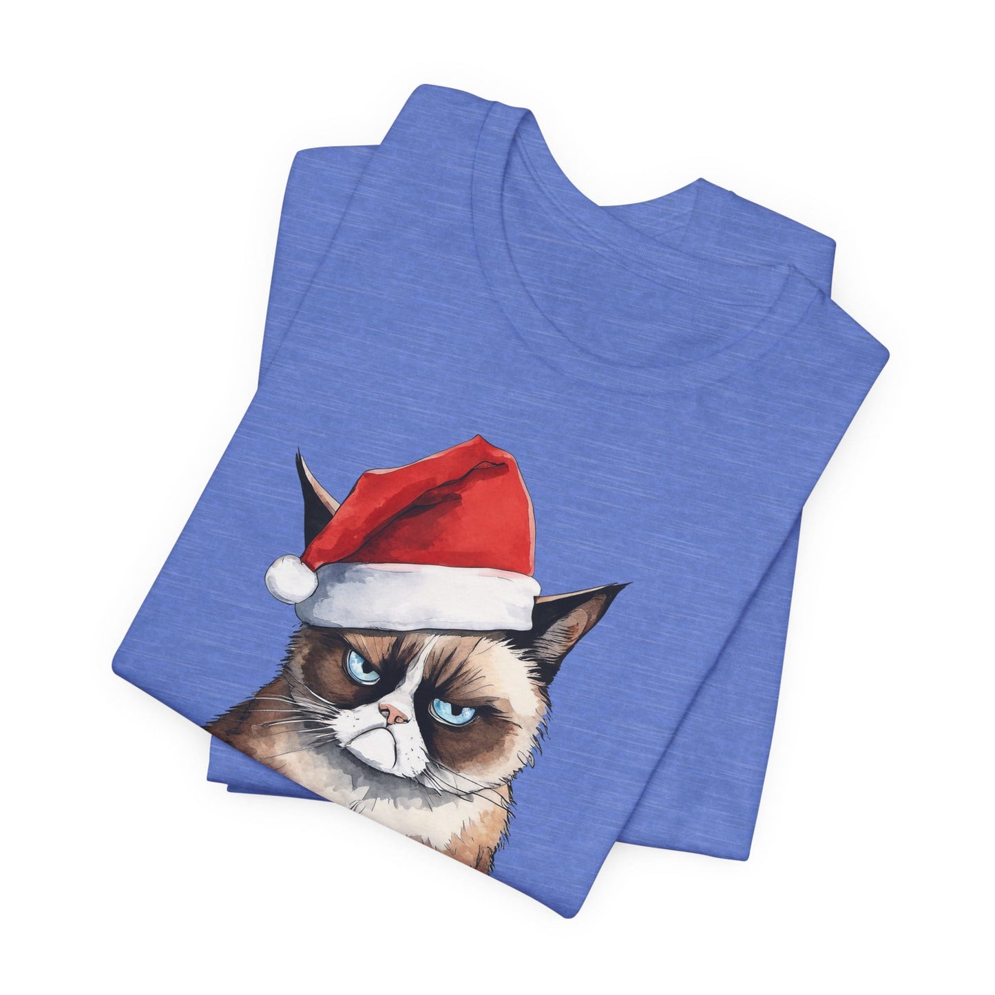 Grumpy Cat Wearing Santa Hat Funny Christmas Unisex T-Shirt