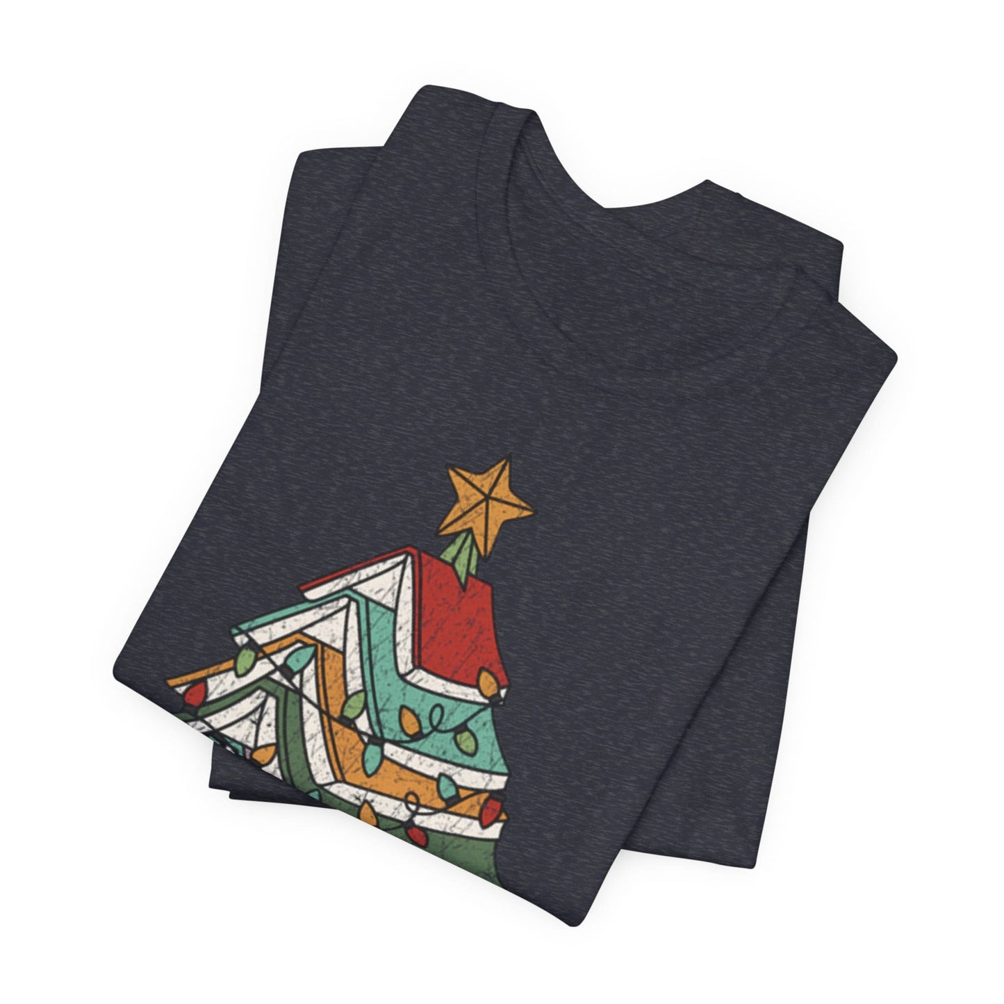 Books Christmas Tree, Gift For Book Lovers, Wintery Unisex T-shirt