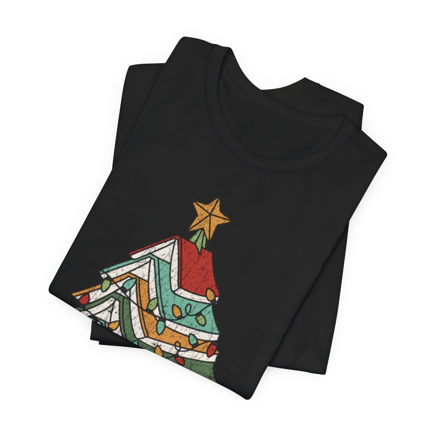 Books Christmas Tree, Gift For Book Lovers, Wintery Unisex T-shirt