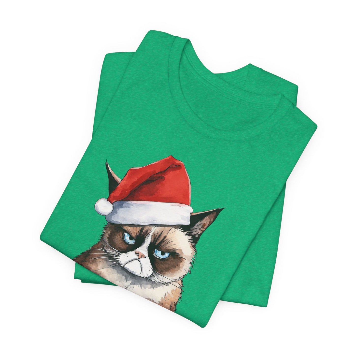 Grumpy Cat Wearing Santa Hat Funny Christmas Unisex T-Shirt
